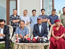 Leh Apex Body leaders during a press conference