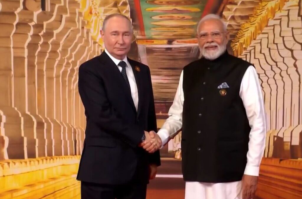 PM Modi welcomes Russian President Putin at BRICS Summit
